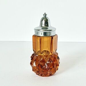 Vintage Indiana Glass Diamond Point Amber Shaker – 4”